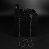 Obsidian Nocturne - Embossed Leather BDSM Collar with Chain Leash