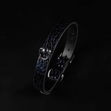 Obsidian Nocturne - Embossed Leather BDSM Collar with Chain Leash