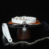 Midnight Chime - Embossed Leather BDSM Slave Collar with Filigree Bell