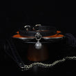 Midnight Chime - Embossed Leather BDSM Slave Collar with Filigree Bell