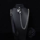 Midnight Chime - Embossed Leather BDSM Slave Collar with Filigree Bell