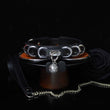 Iron Empress - Multi-Ring Leather BDSM Slave Collar with Bell & Bow