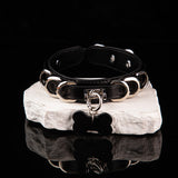 Iron Empress - Multi-Ring Leather BDSM Slave Collar with Bell & Bow
