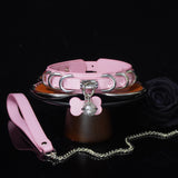 Iron Empress - Multi-Ring Leather BDSM Slave Collar with Bell & Bow