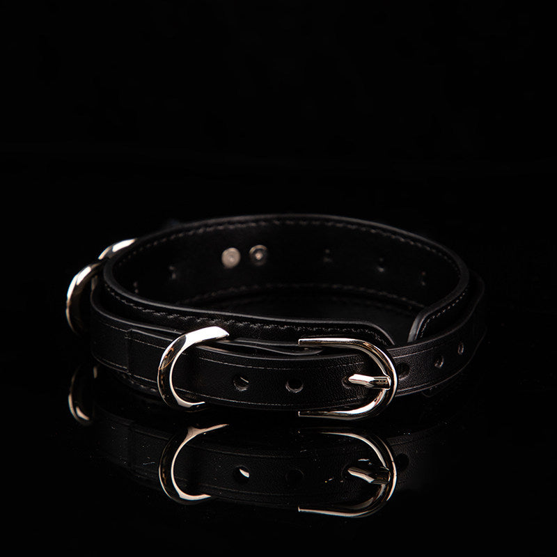 Iron Empress - Multi-Ring Leather BDSM Slave Collar with Bell & Bow