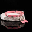 Pet-Play Paradise - Charming Pink Leather Collar with Canine Accents