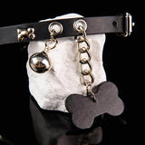 Pet-Play Paradise - Charming Pink Leather Collar with Canine Accents