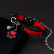 Crimson Shadow - Two-Tone Red & Black Cute Leather BDSM Collar with Paw Charm