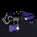 Crimson Shadow - Two-Tone Red & Black Cute Leather BDSM Collar with Paw Charm