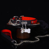 Crimson Shadow - Two-Tone Red & Black Cute Leather BDSM Collar with Paw Charm