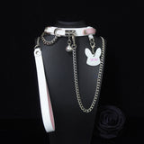 Obsidian & Ember - Red-Lined Leather BDSM Collar with Paw Charm & Leash