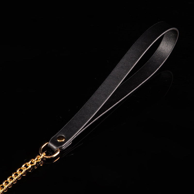 Crimson Hearts - Black & Red Leather BDSM Collar with Filigree Bell