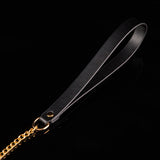 Crimson Hearts - Black & Red Leather BDSM Collar with Filigree Bell