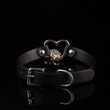 Sacred Affection - Filigree Heart Pendant Black Leather Collar
