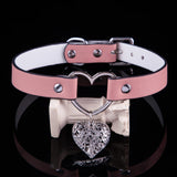 Sacred Affection - Filigree Heart Pendant Black Leather Collar