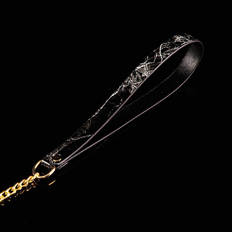 Obsidian Marble - Heart Padlock Lockable Leather BDSM Collar