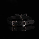 Velvet Shadow - Bow Detail Filigree Bell Leather BDSM Collar