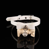 Velvet Shadow - Bow Detail Filigree Bell Leather BDSM Collar