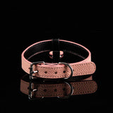 Petal Soft Devotion - Pink Litchi Grain Leather BDSM Collar