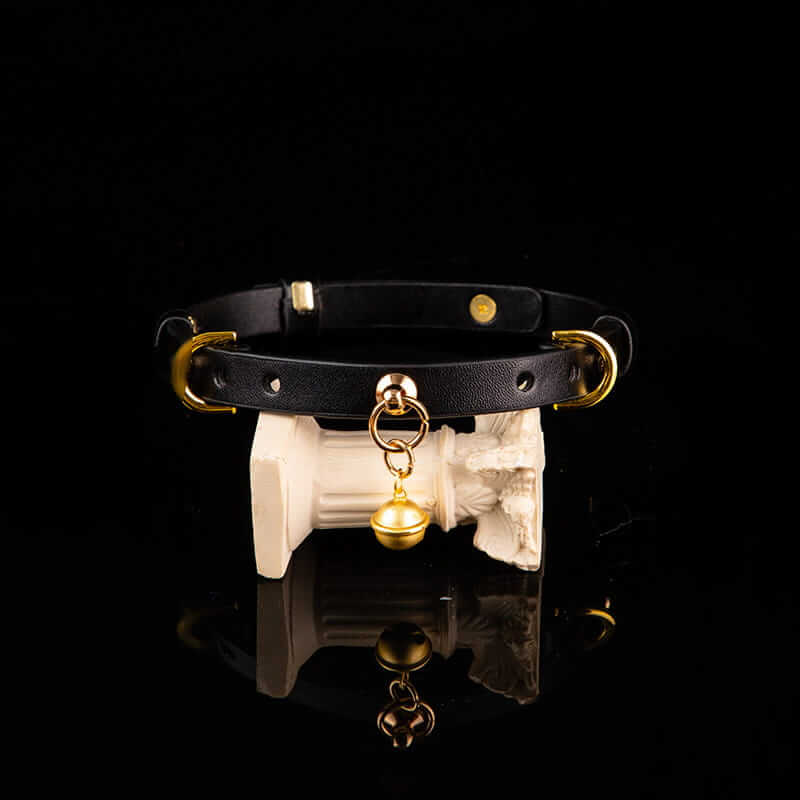 Celestial Alignment - Golden Planet Chime Leather BDSM Collar