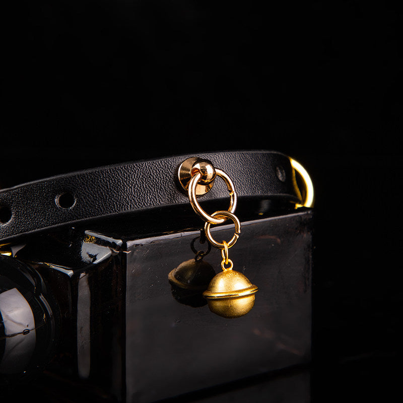 Celestial Alignment - Golden Planet Chime Leather BDSM Collar