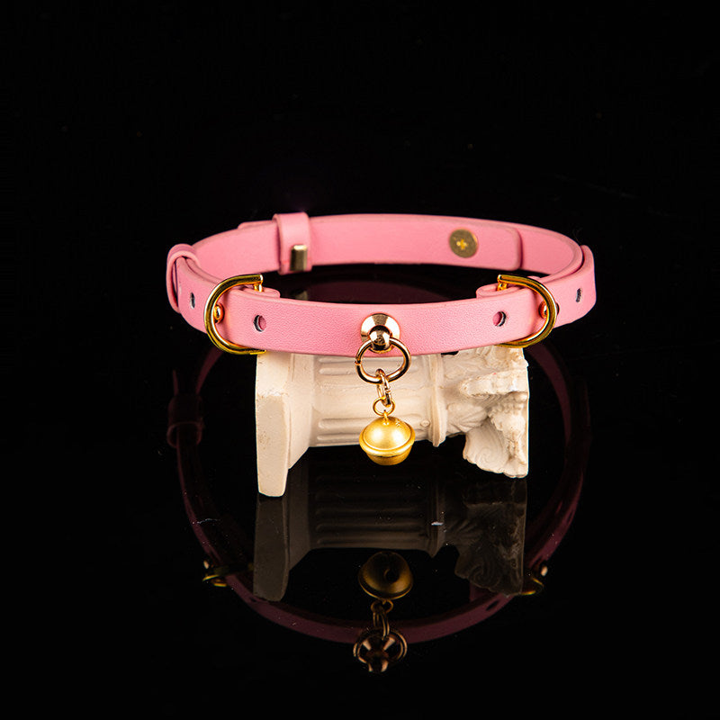 Celestial Alignment - Golden Planet Chime Leather BDSM Collar