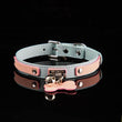 Pastel Playtime - Bone Charm & Bell Leather BDSM Collar