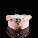 Pastel Playtime - Bone Charm & Bell Leather BDSM Collar