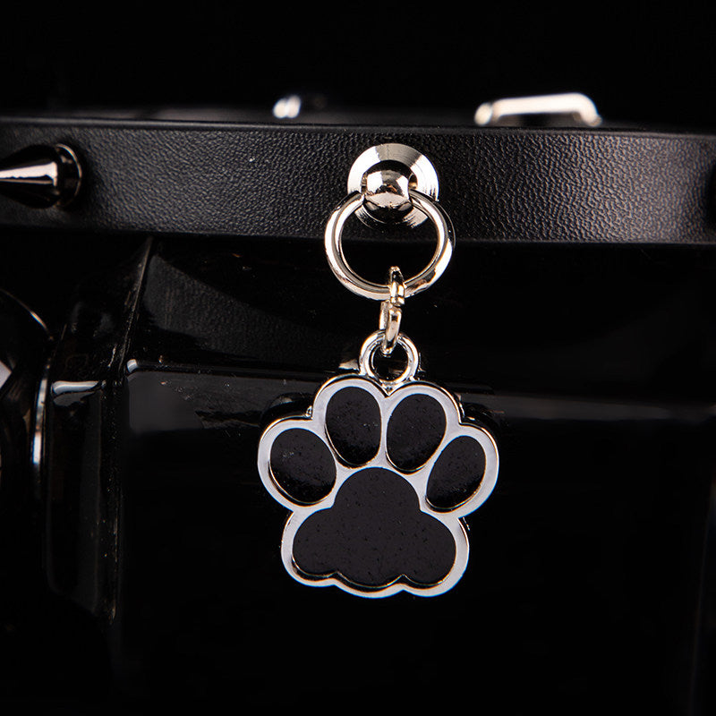 Shadow Paw - Spiked Black Leather BDSM Collar with Paw Charm