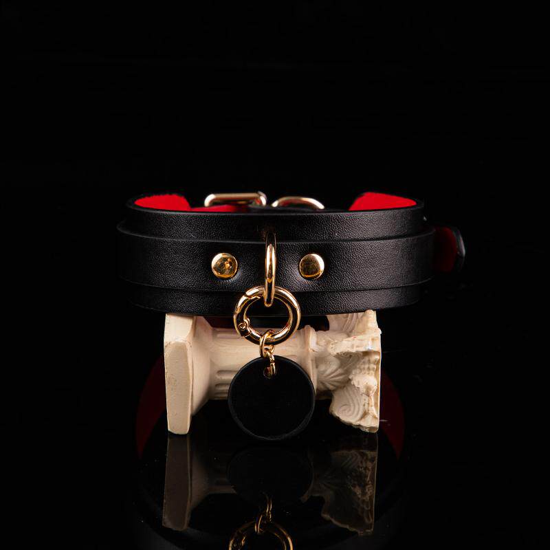 Scarlet Authority - Bold Black & Red Dual-Tone Leather BDSM Collar
