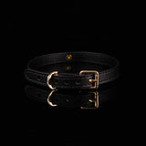 Gilded Obsidian - Jeweled Black Leather BDSM Collar