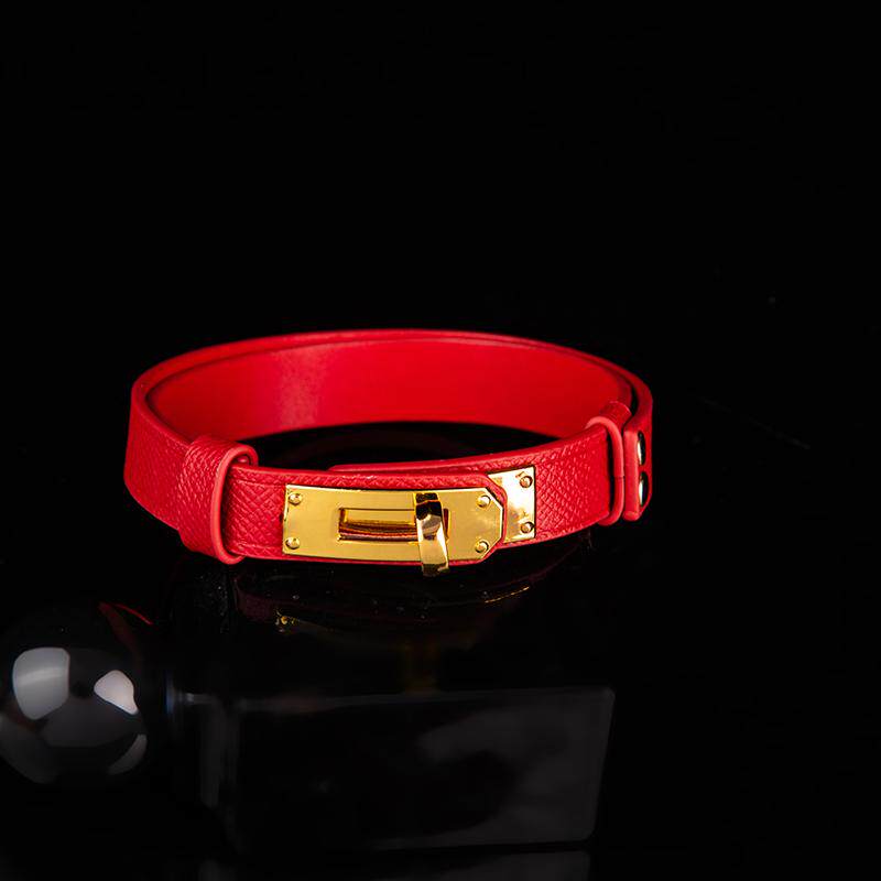 Sovereign Bond - Luxury Pebbled Leather BDSM Collar with Gold Turn-Lock