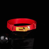 Sovereign Bond - Luxury Pebbled Leather BDSM Collar with Gold Turn-Lock
