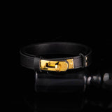 Sovereign Bond - Luxury Pebbled Leather BDSM Collar with Gold Turn-Lock