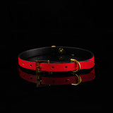 Scarlet Serenade - Handcrafted Red Leather Bell Collar