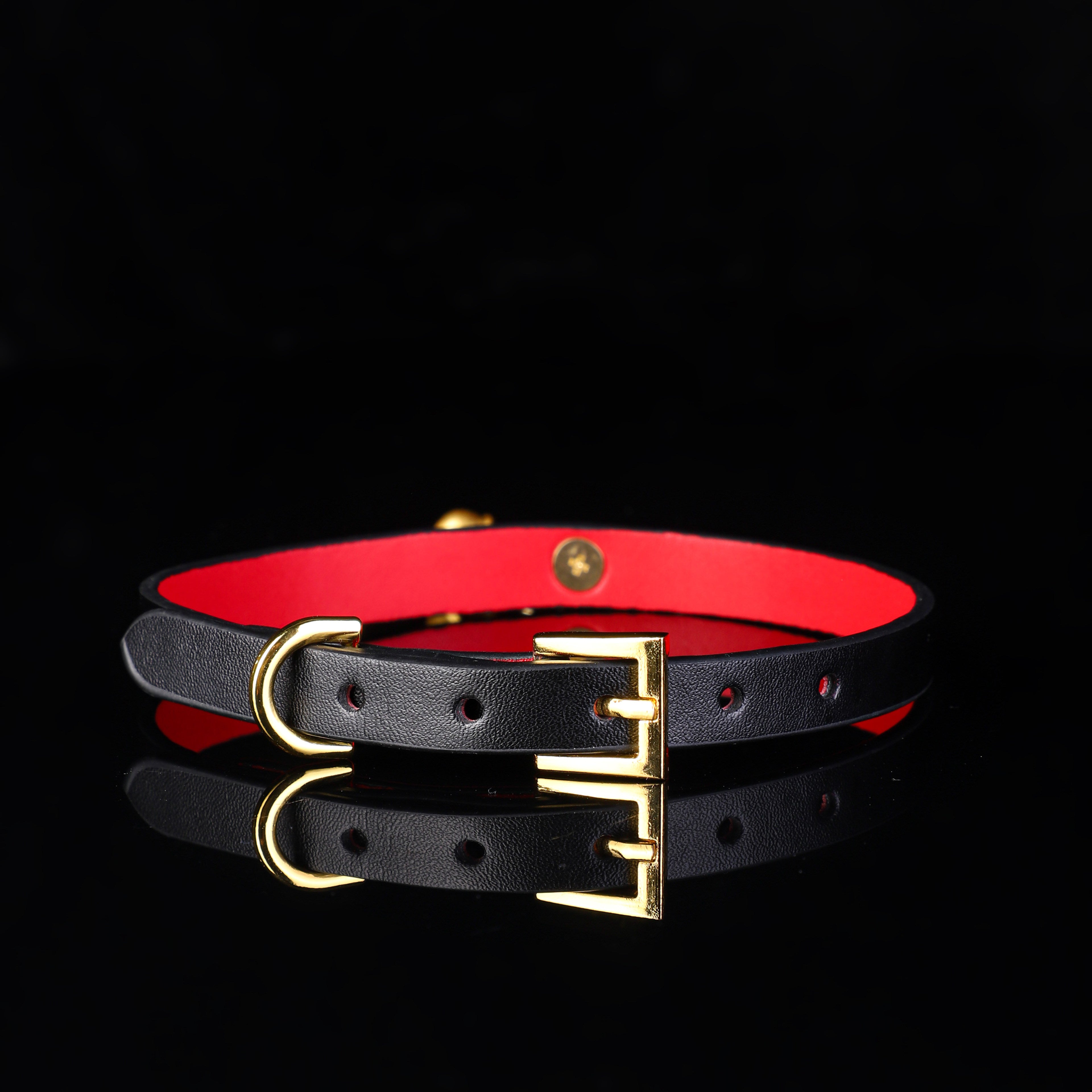Scarlet Serenade - Handcrafted Red Leather Bell Collar