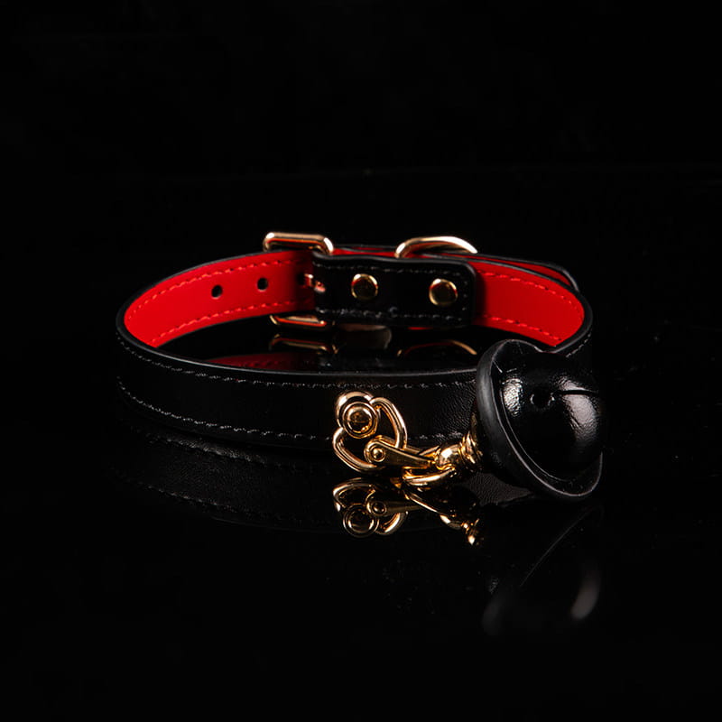 Midnight Echo - Dual-Tone Black and Red Leather BDSM Collar