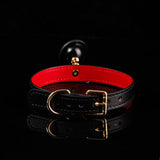 Midnight Echo - Dual-Tone Black and Red Leather BDSM Collar