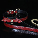 Crimson Nocturne - Exotic Bat-Wing Leather BDSM Collar