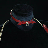 Crimson Nocturne - Exotic Bat-Wing Leather BDSM Collar