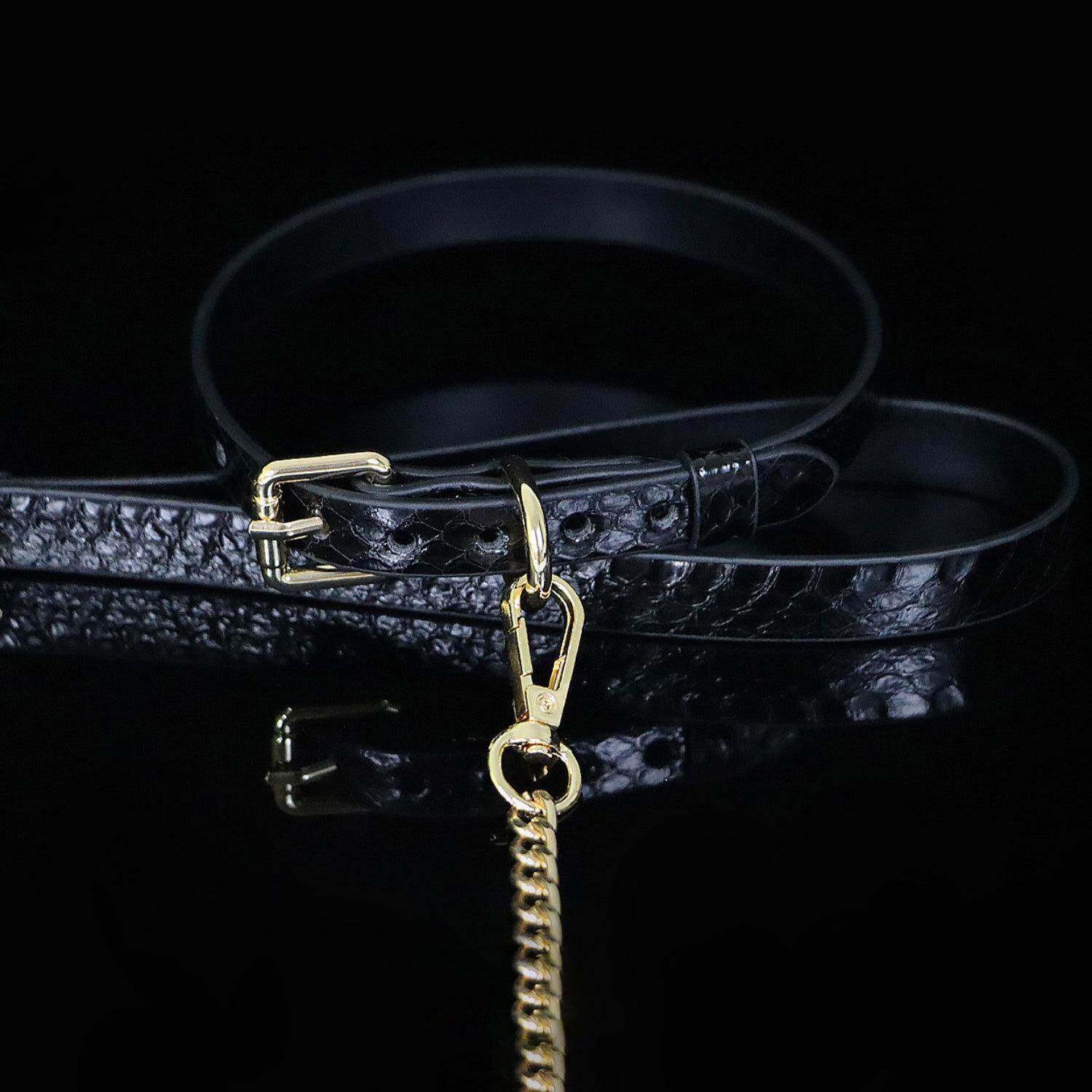 Crimson Nocturne - Exotic Bat-Wing Leather BDSM Collar