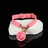 Velvet Echoes - Gilded Bell Leather Pet Play Collar