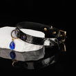 Celestial Tear - Marble Textured Leather Collar with Cobalt Gemstone