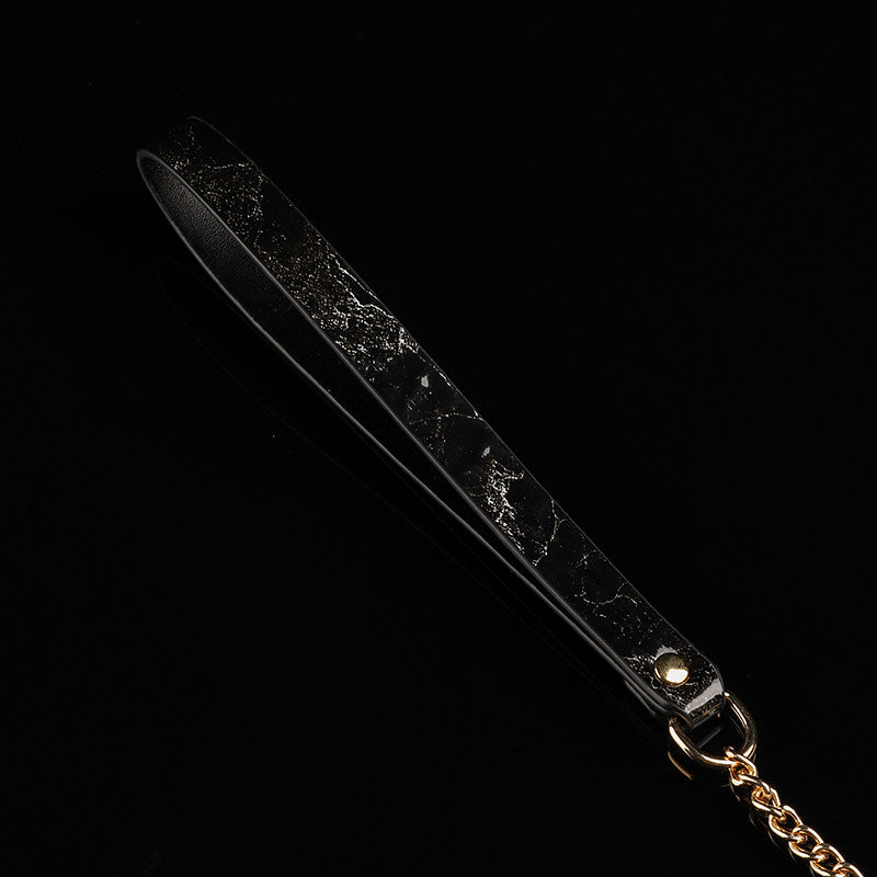 Celestial Tear - Marble Textured Leather Collar with Cobalt Gemstone
