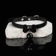 Shadow Play - Matte Black Leather Bell & Bow Cute Collar