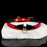 Scarlet Nocturne - Bat Winged Crimson Leather Collar