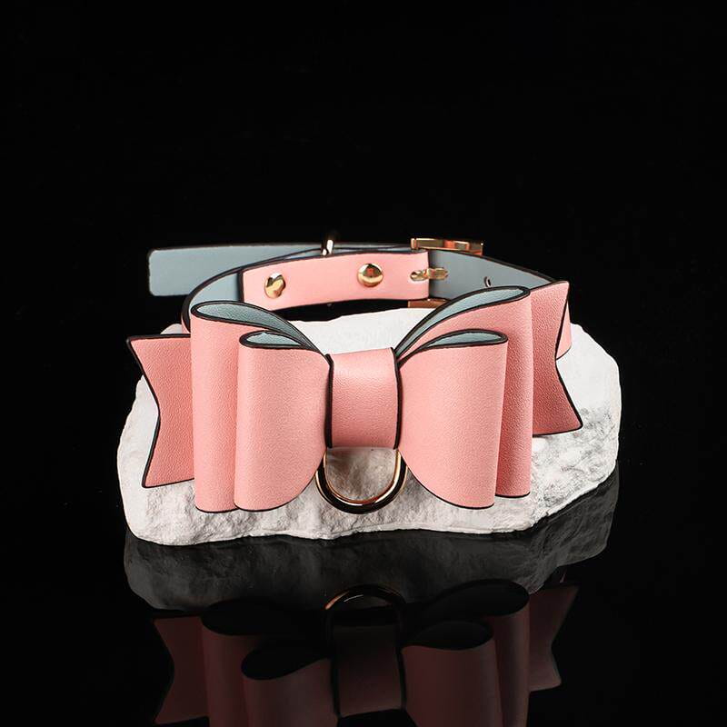 Midnight Gift - Oversized Bow Black Leather Collar