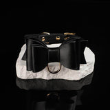 Midnight Gift - Oversized Bow Black Leather Collar