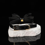 Midnight Gift - Oversized Bow Black Leather Collar