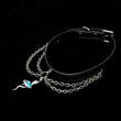 Azure Serpent's Enigma - Silver Draped Leather Collar